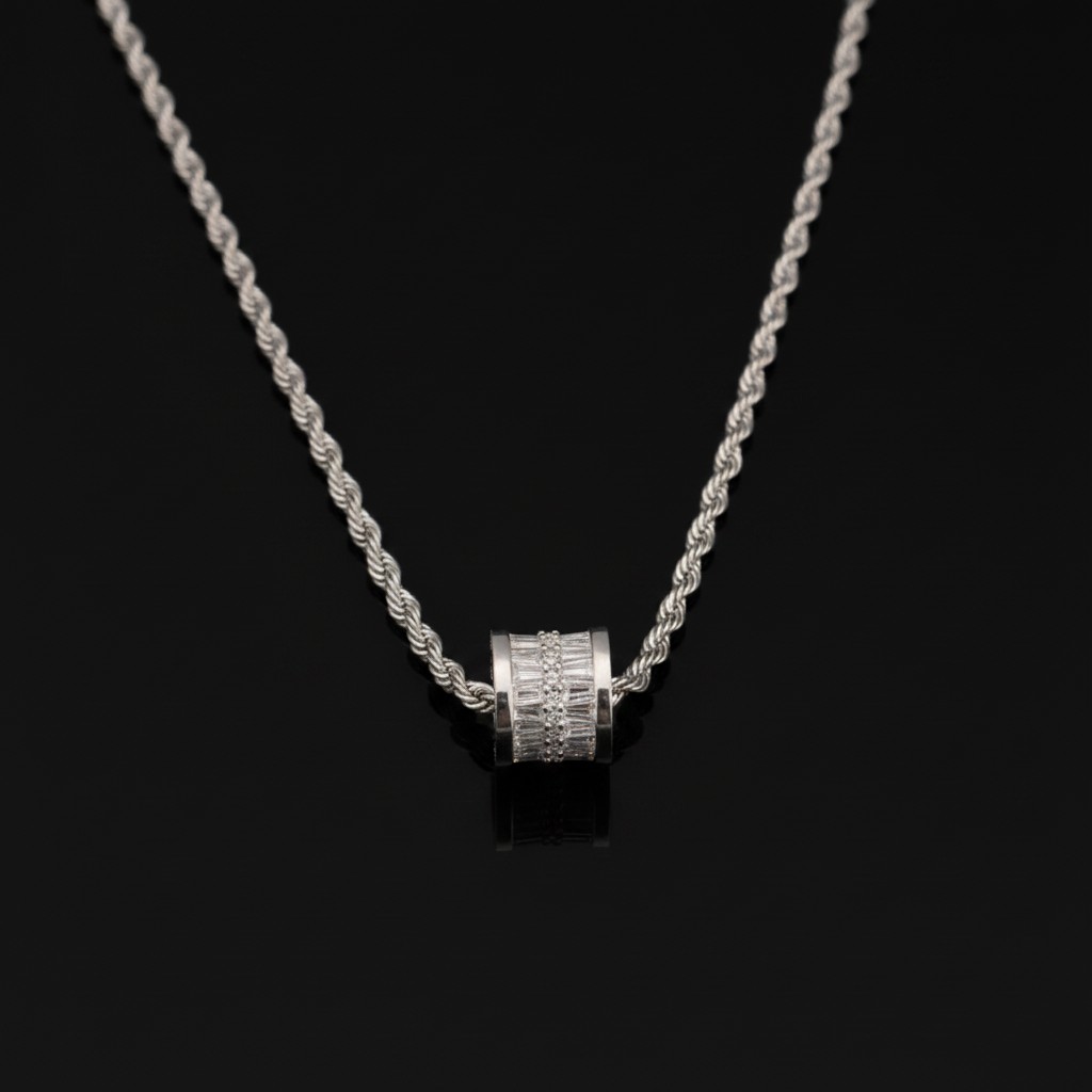 Barrel Pendant Necklace main image, pure black background