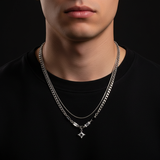 Layered Star Necklace worn