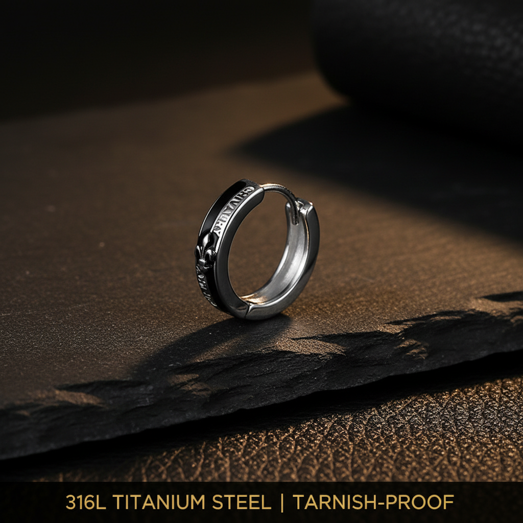 Knight Hoop Earrings material 316L titanium steel