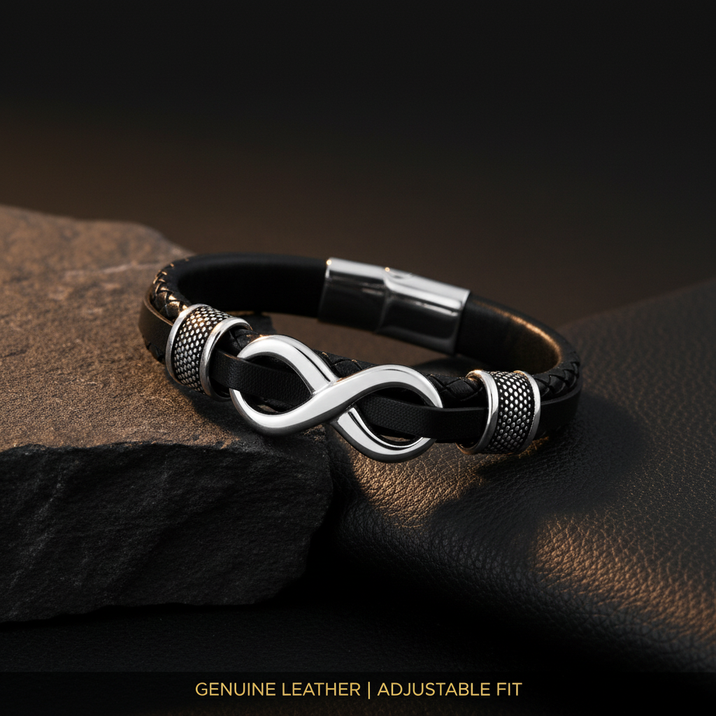 Infinity Leather Bracelet material genuine leather