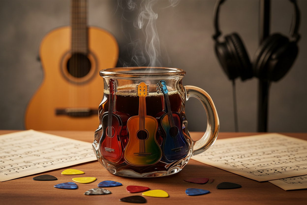 彩绘吉他马克杯使用场景图