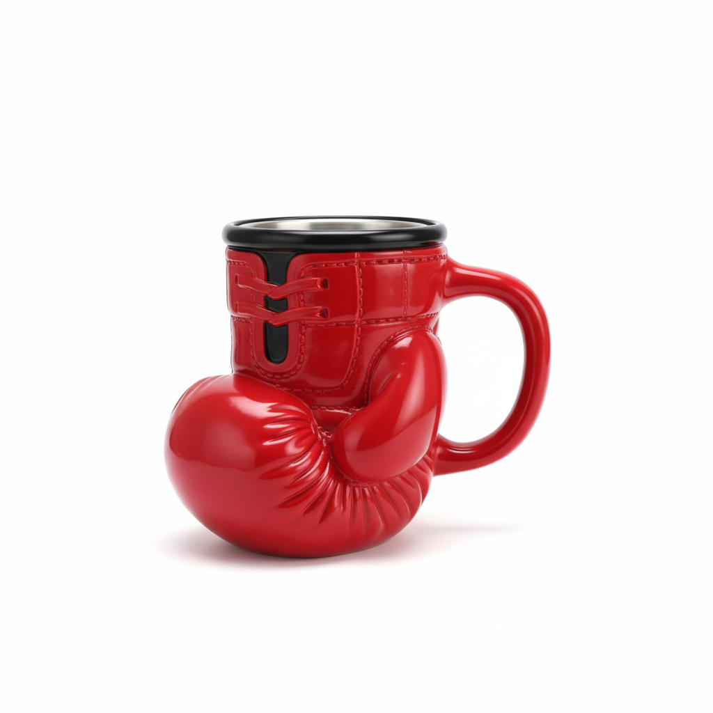 3D Boxing Glove Mug - Red & Blue | Stainless Steel Fighter Coffee Cup for Sports Fans